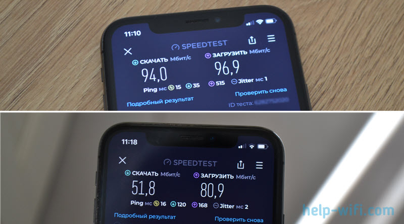 Разная скорость по Wi-Fi на двух телефонах