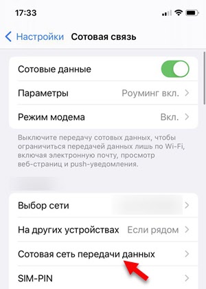 Сотовая сеть передачи данных на iPhone