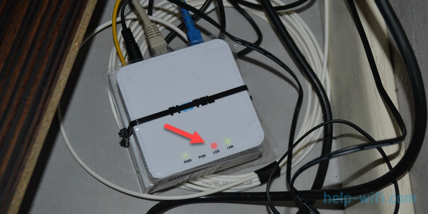 Красный индикатор LOS на оптическом терминале