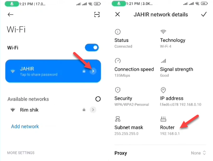 IP-адрес роутера на телефоне Android